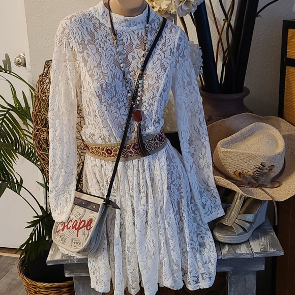 TODAY FREE PEOPLE SHEER LACE MIDI SP DRESS - Picture 10 of 17